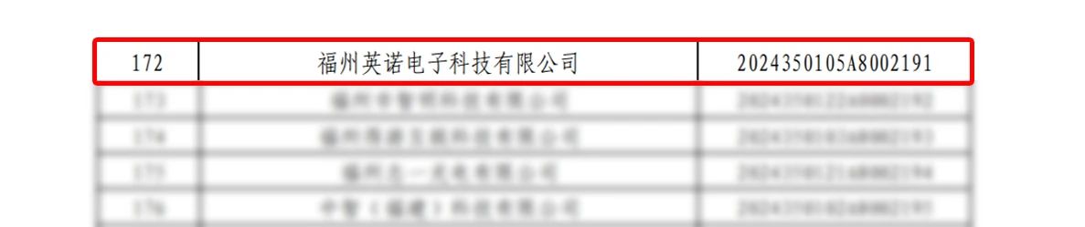 喜報|熱烈祝賀英諾科技榮獲2024年福建省“科技型中小企業(yè)”稱號